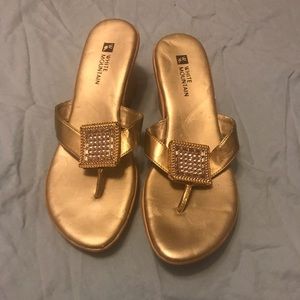 Gold wedge sandals